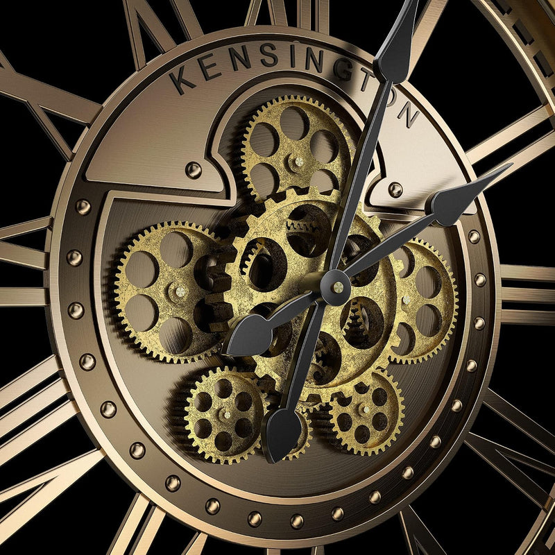 Moving Gears Wall Clock Vintage Bronze Arabic