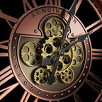 Moving Gears Wall Clock Vintage Bronze Arabic