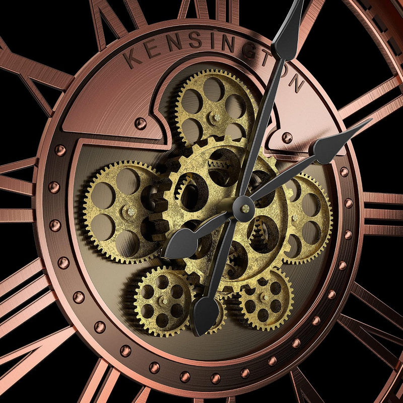 Moving Gears Wall Clock Vintage Bronze Arabic