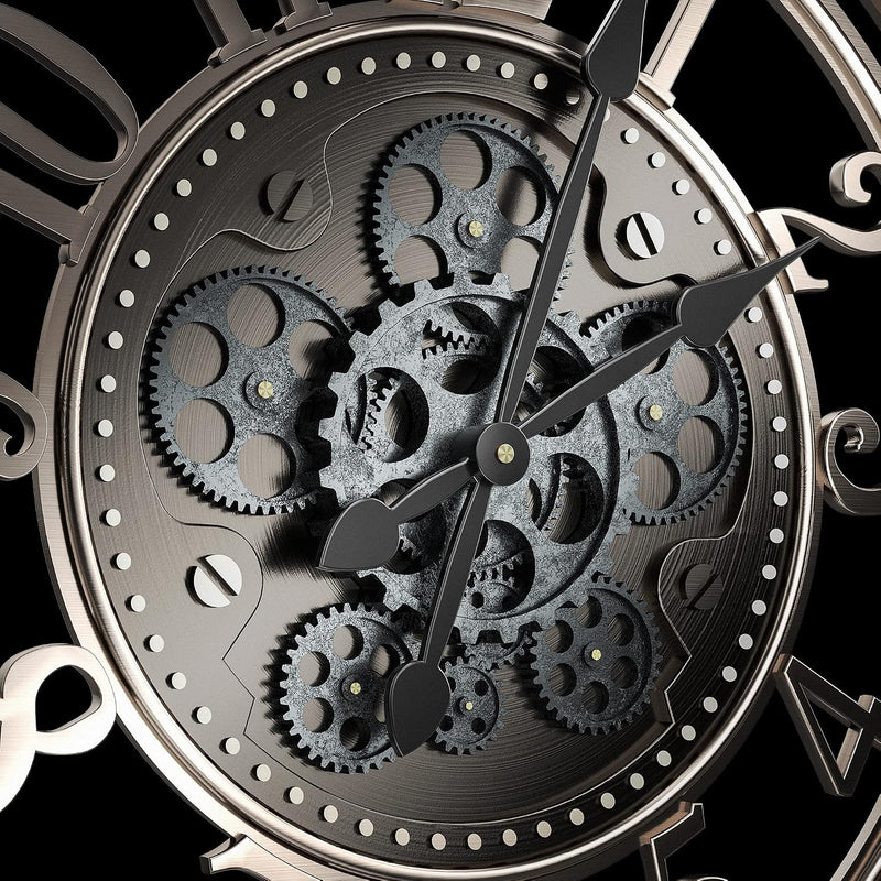 Moving Gears Wall Clock Vintage Bronze Arabic