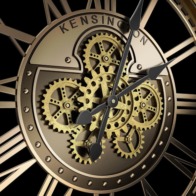 Moving Gears Wall Clock Vintage Bronze Arabic
