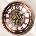 Moving Gears Wall Clock Vintage Bronze Arabic