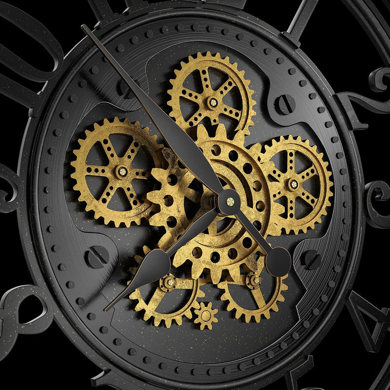 Moving Gears Wall Clock Vintage Bronze Arabic