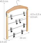 Multiple Trouser Hangers Wooden Coat Hanger with Rail (Set of 12)