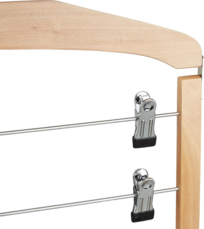 Multiple Trouser Hangers Wooden Coat Hanger with Rail (Set of 12)