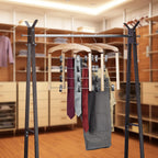 Multiple Trouser Hangers Wooden Coat Hanger with Rail (Set of 12)