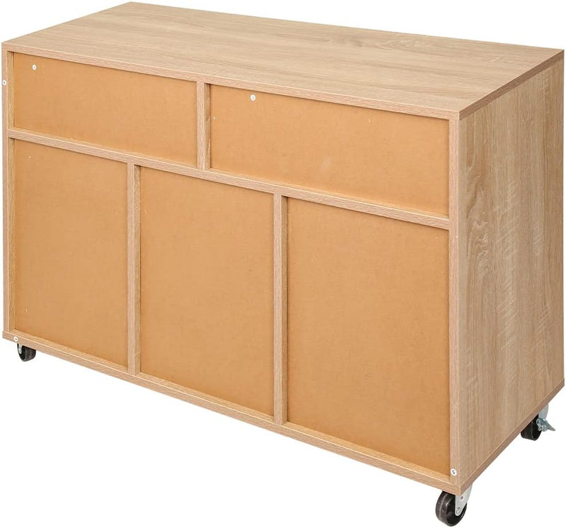 Multipurpose Printer Cabinet Wood with 3 Shelves 2 Drawers