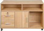 Multipurpose Printer Cabinet Wood with 3 Shelves 2 Drawers