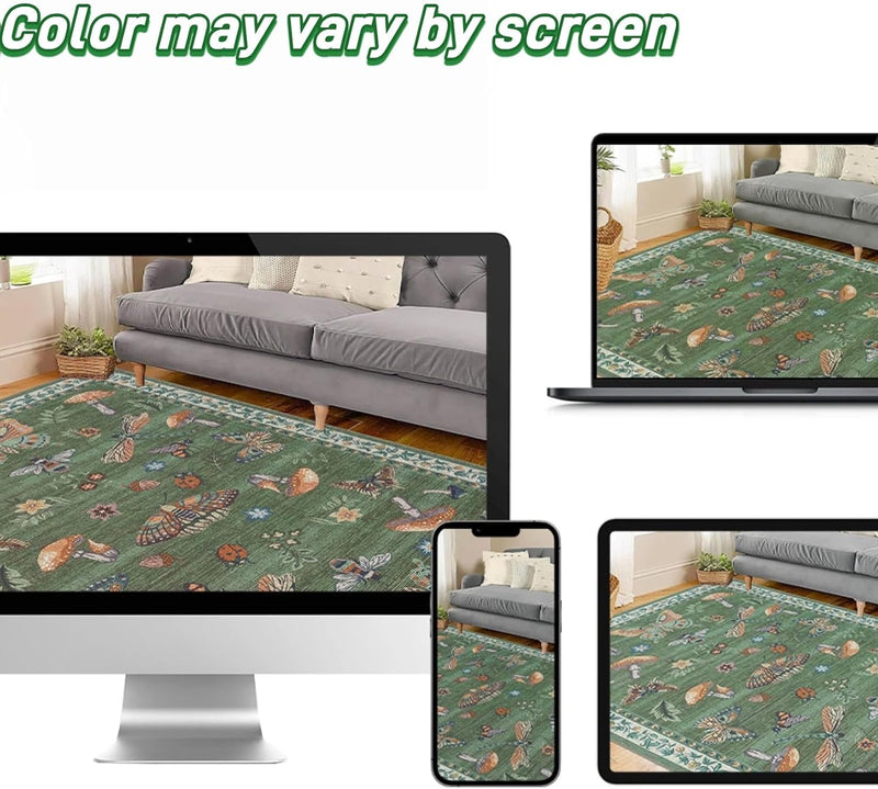 Mushroom Butterfly Rug for Living Room