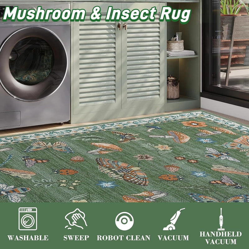 Mushroom Butterfly Rug for Living Room