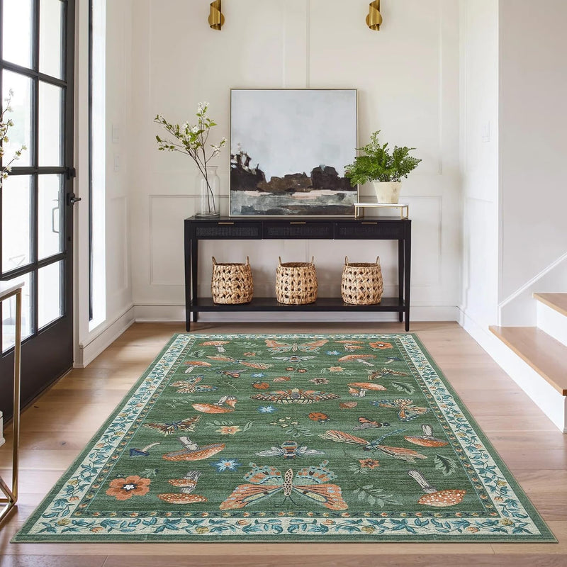 Mushroom Butterfly Rug for Living Room