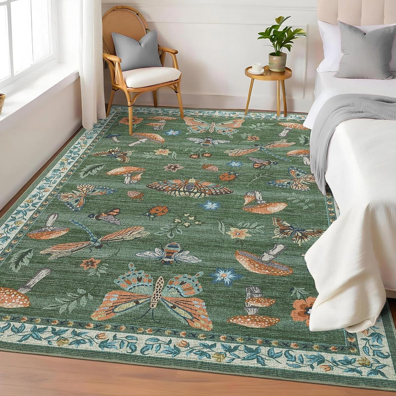 Mushroom Butterfly Rug for Living Room