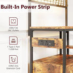 Bakers Rack with Power Outlet 6-Tier Kitchen Storage