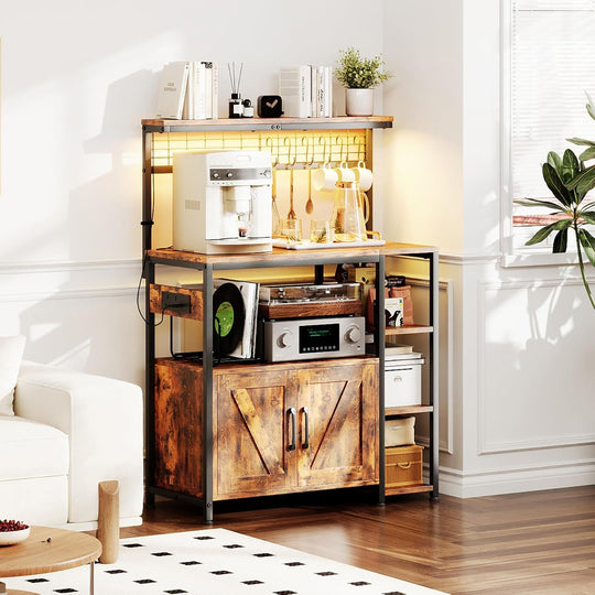 Bakers Rack with Power Outlet 6-Tier Kitchen Storage