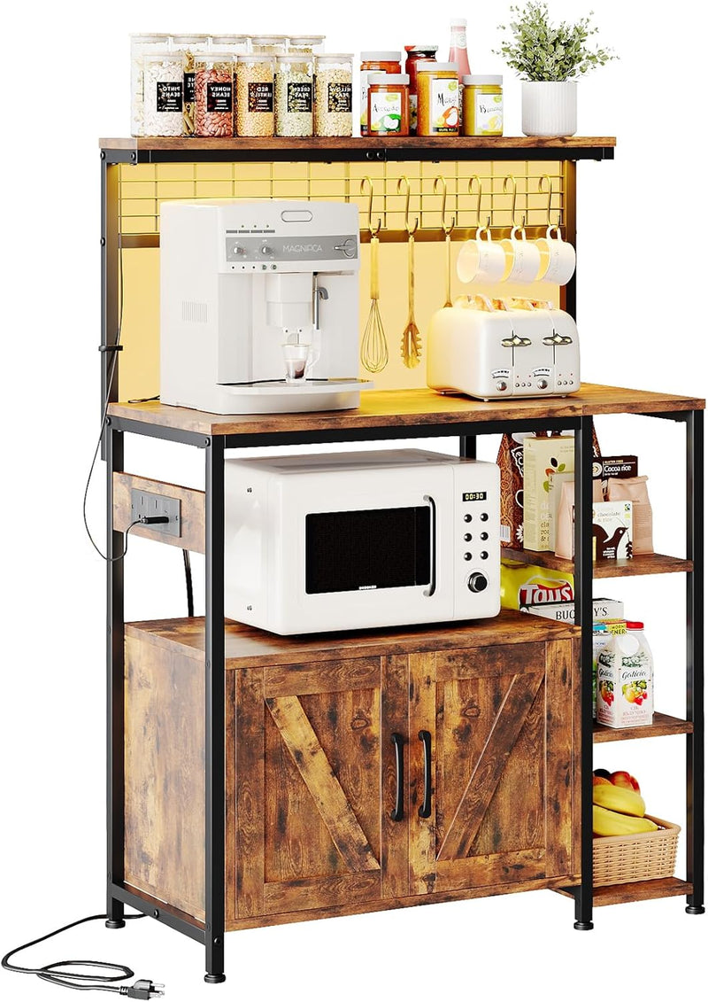 Bakers Rack with Power Outlet 6-Tier Kitchen Storage