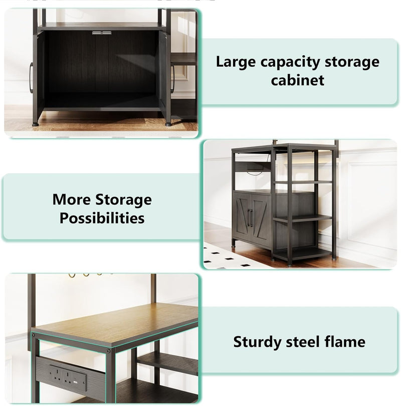 Bakers Rack with Power Outlet 6-Tier Kitchen Storage