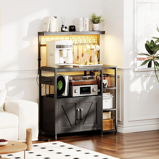 Bakers Rack with Power Outlet 6-Tier Kitchen Storage