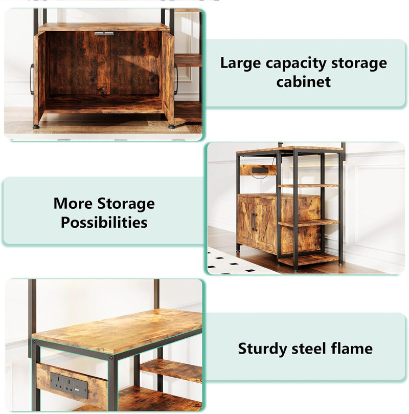 Bakers Rack with Power Outlet 6-Tier Kitchen Storage