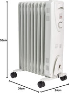 Mylek Oil Filled Heater Radiators 2500W Electric Portable
