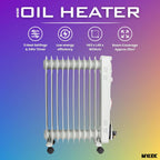 Mylek Oil Filled Heater Radiators 2500W Electric Portable