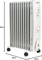 Mylek Oil Filled Heater Radiators 2500W Electric Portable