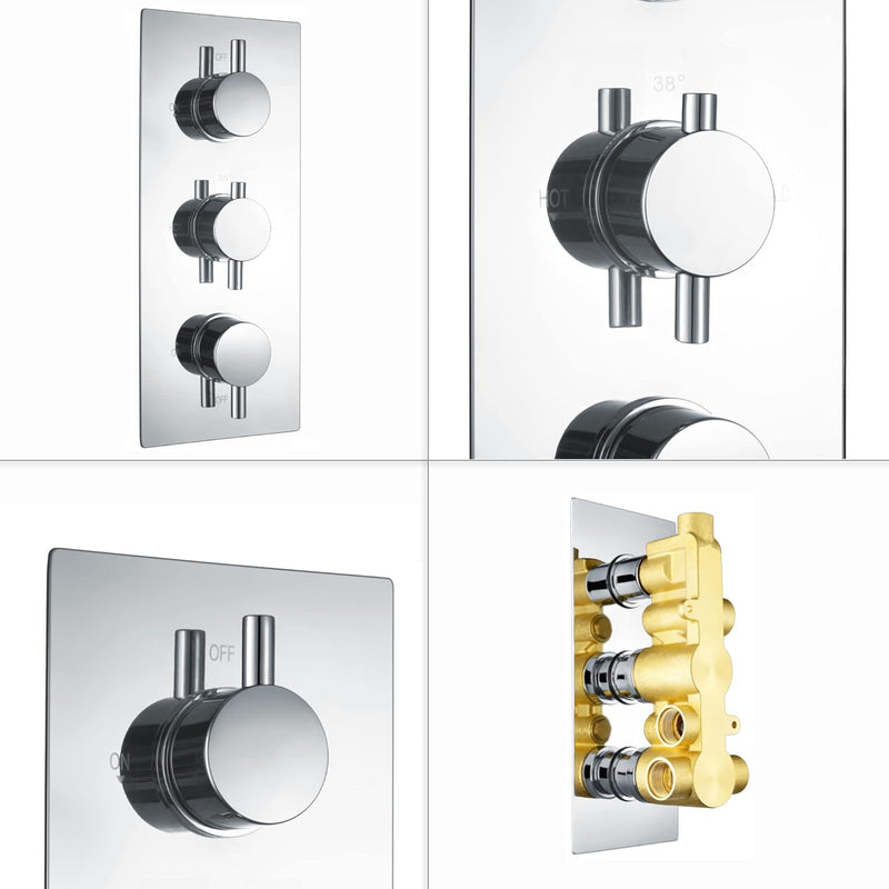Naples Concealed Thermostatic Shower Mixer Valve Twin