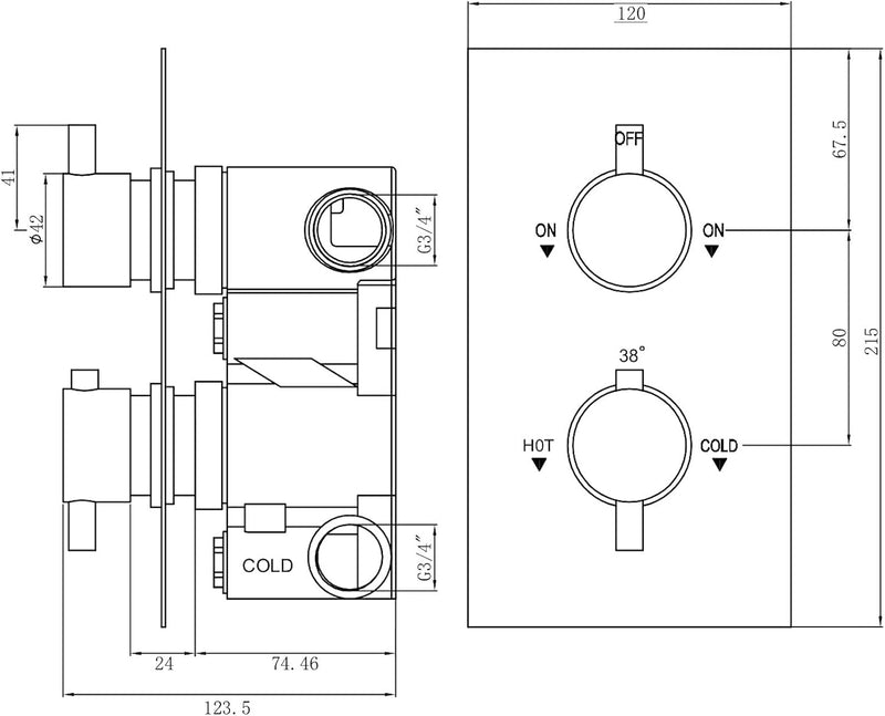 Naples Concealed Thermostatic Shower Mixer Valve Twin