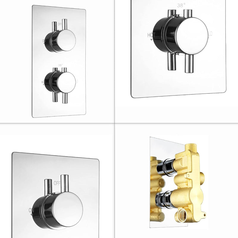 Naples Concealed Thermostatic Shower Mixer Valve Twin