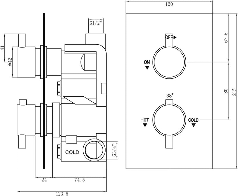 Naples Concealed Thermostatic Shower Mixer Valve Twin