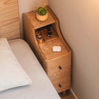 Narrow 20CM Solid Oak Bedside Table with 2 Drawers