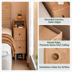 Narrow 20CM Solid Oak Bedside Table with 2 Drawers