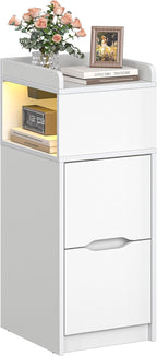 Narrow 30CM Bedside Table with Charging Station Sensor