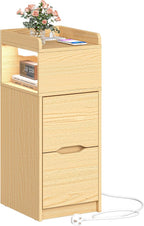 Narrow 30CM Bedside Table with Charging Station Sensor