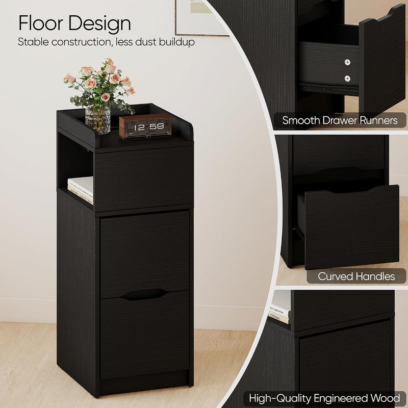 Narrow 30CM Bedside Table with Charging Station Sensor