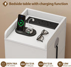 Narrow 30CM Bedside Table with Charging Station Sensor