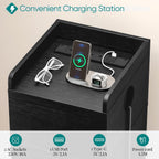 Narrow 30CM Bedside Table with Charging Station Sensor