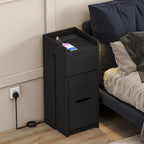 Narrow 30CM Bedside Table with Charging Station Sensor