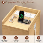 Narrow 30CM Bedside Table with Charging Station Sensor
