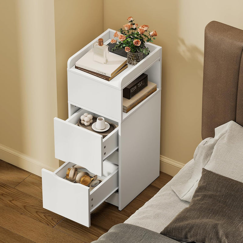 Narrow 30CM Bedside Table with Charging Station Sensor