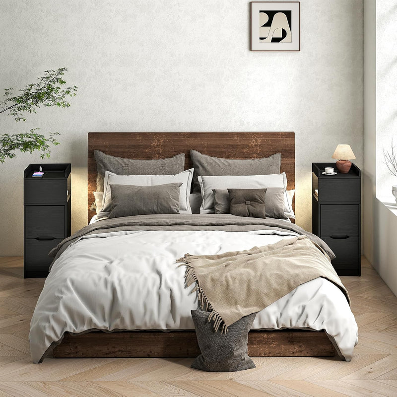Narrow 30CM Bedside Table with Charging Station Sensor