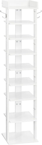 Narrow 9-Tier Tall Shoe Rack Wooden Storage Organiser
