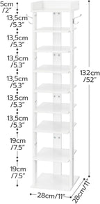 Narrow 9-Tier Tall Shoe Rack Wooden Storage Organiser