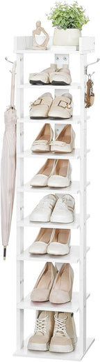 Narrow 9-Tier Tall Shoe Rack Wooden Storage Organiser