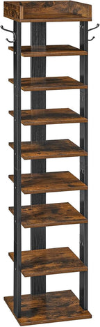 Narrow 9-Tier Tall Shoe Rack Wooden Storage Organiser