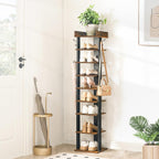 Narrow 9-Tier Tall Shoe Rack Wooden Storage Organiser