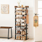 Narrow 9-Tier Tall Shoe Rack Wooden Storage Organiser