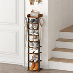 Narrow 9-Tier Tall Shoe Rack Wooden Storage Organiser