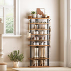 Narrow 9-Tier Tall Shoe Rack Wooden Storage Organiser