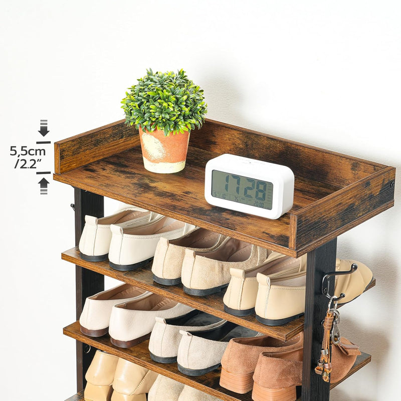 Narrow 9-Tier Tall Shoe Rack Wooden Storage Organiser