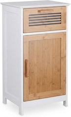 Narrow Bathroom Cabinet Drawer Natural Look Height-Adjustable